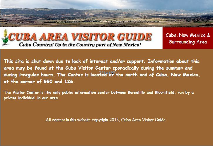 Cuba, New Mexico: closed due to lack of interest