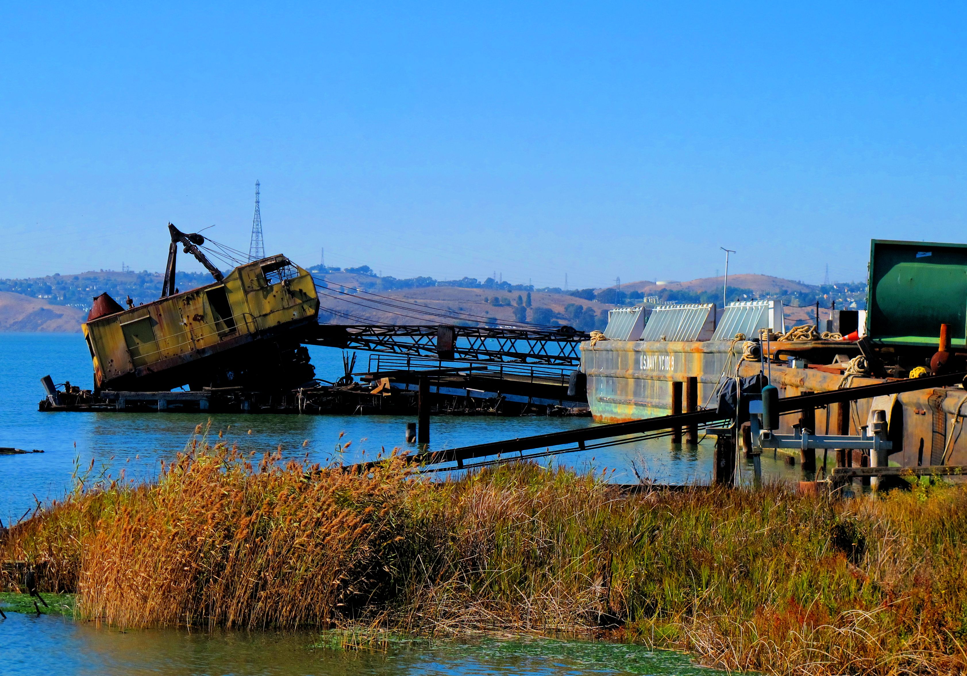 Junkyard by the water