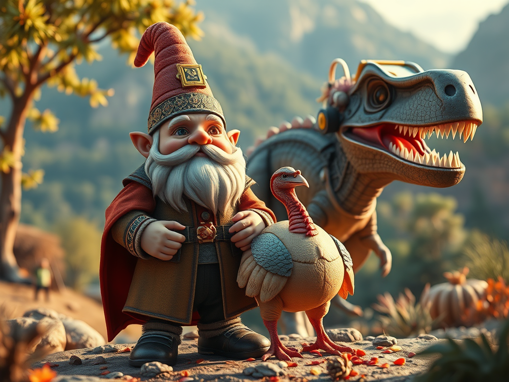 Gnome Empire News: Thanksgiving Turkey, and There Be Dinosaurs